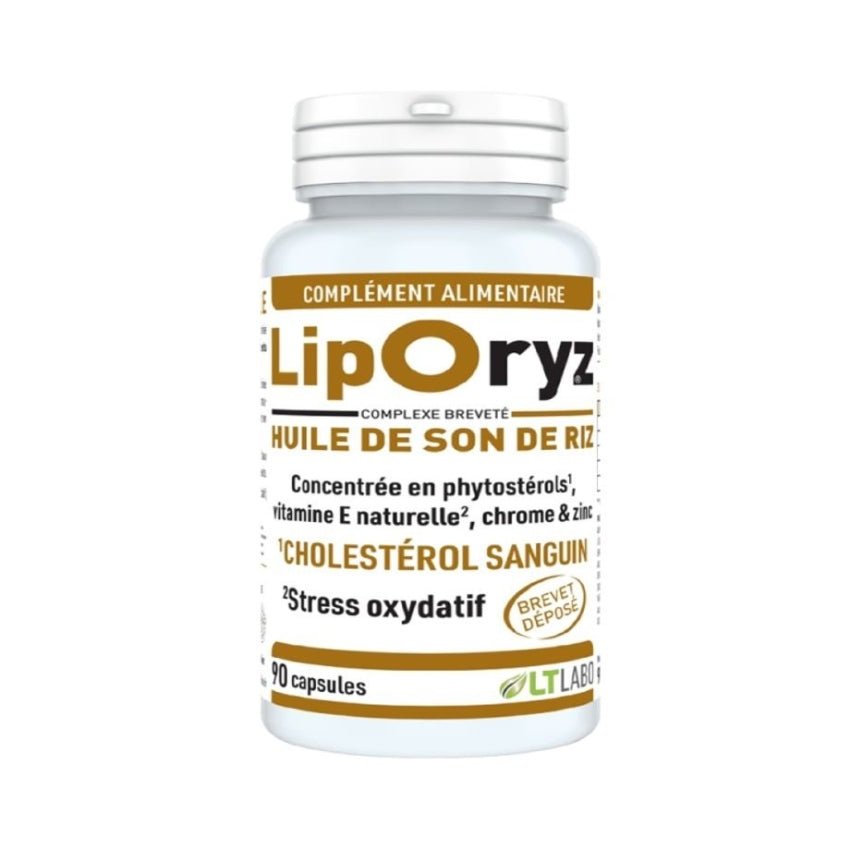 Une boite de 90 capsules de Liporyz, huile de son de riz de la marque LT Labo
