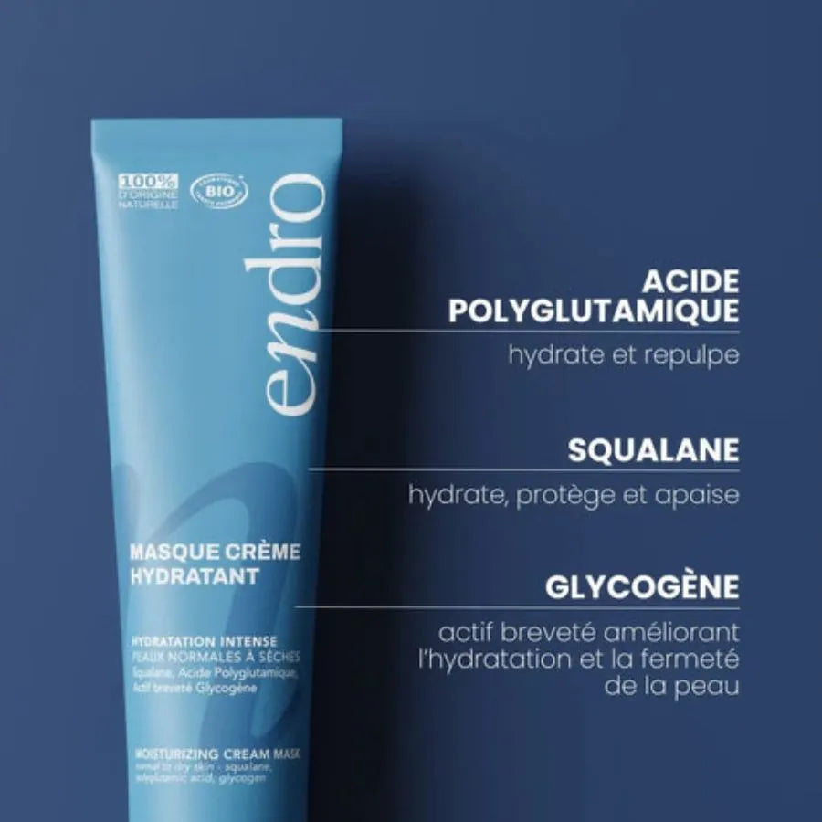 Composition du Masque crème hydratant d'un format de 75 ml de la marque Endro.