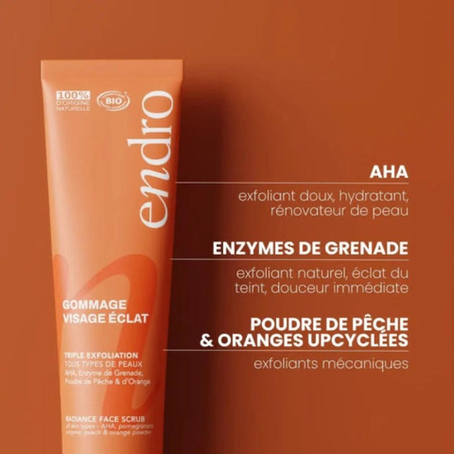 Composition du gommage visage endro.
