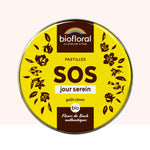 Une boite de 50 grammes de Pastilles aux Fleurs de Bach SOS Jour Serein de la marque Biofloral