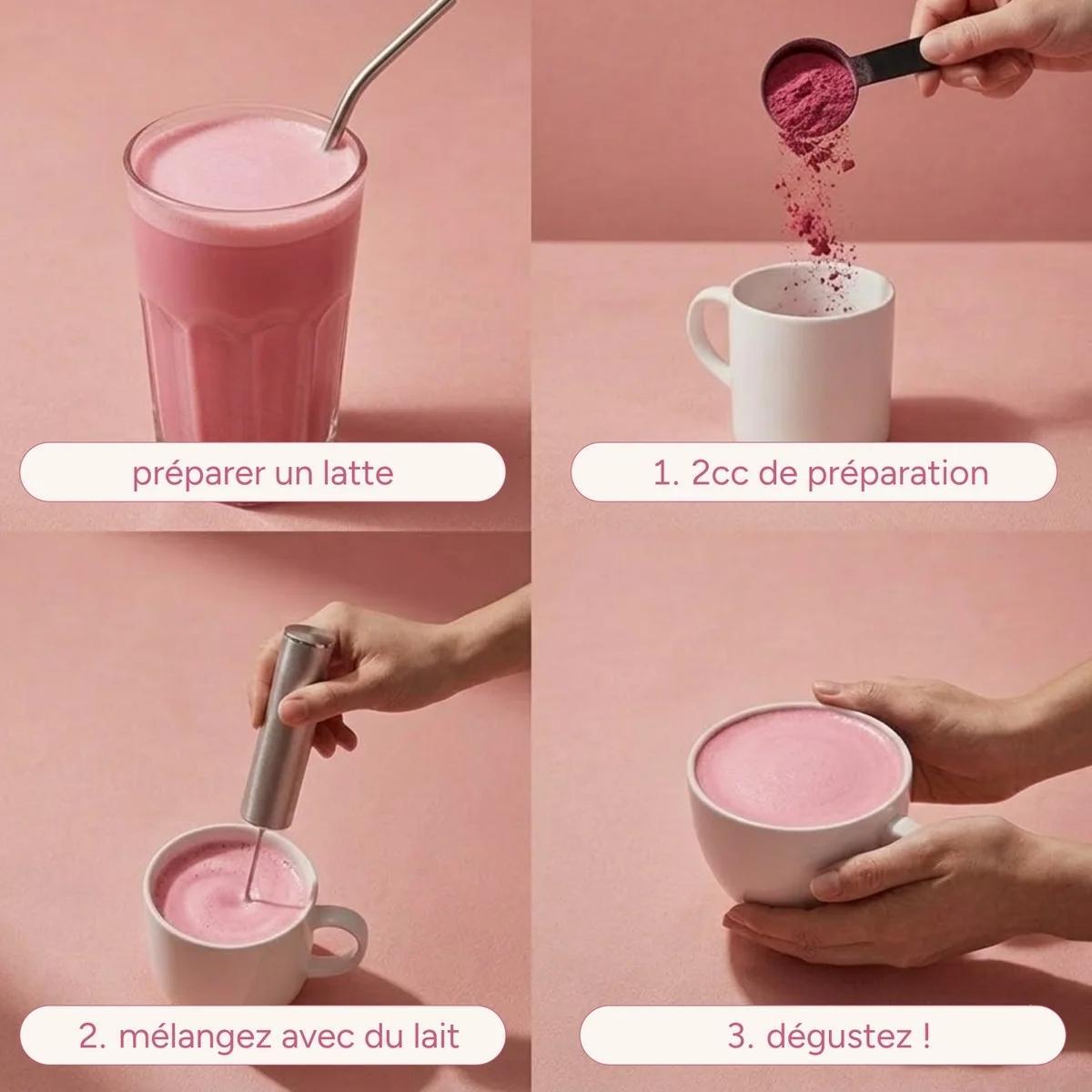 Préparation du pink chaï latte nümorning
