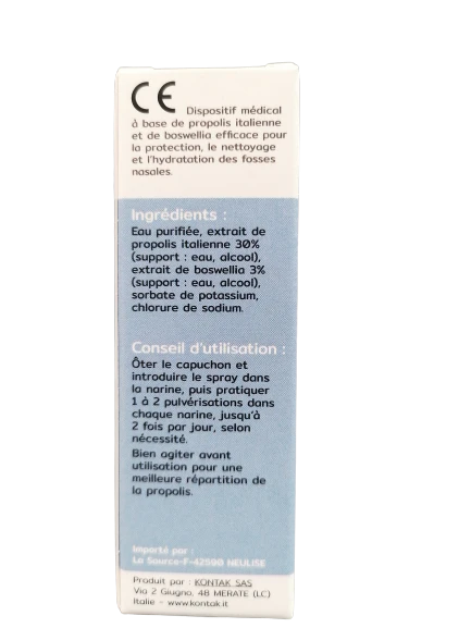 Le recto du packaging d'un Spray Nasal Propolis Bio Aagaard 