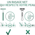Le  Rasoir de sûreté en métal avec socle couleur vert émeraude de la marque Bambaw respecte votre peau