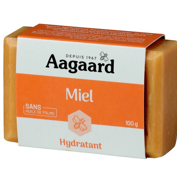 Un savon hydratant au miel, sans huile de palme, de la marque Aagaard