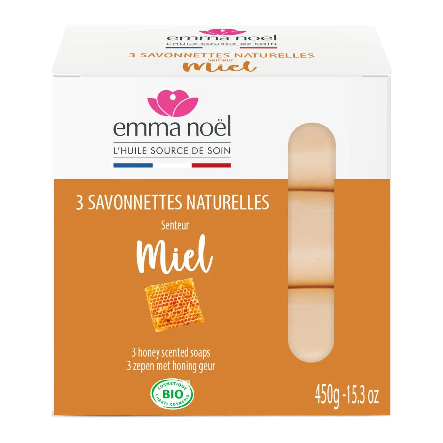 Savonnettes miel bio de 3 x 150 g de la marque EMMA NOËL.