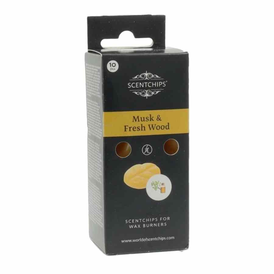 Packaging d'un fondant de cire parfumé musc et bois frais de scentships.