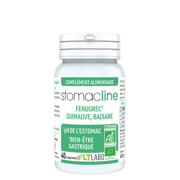 Une boite de Stomacline Bio de 40 comprimés de la marque LT Labo