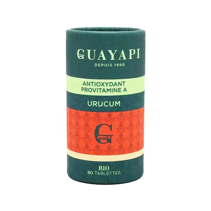 Flacon Urucum vert foncé et orange-rouge de la marque Guyapi