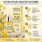 Absolu Pur'Immortelle bio 30ml Propos'Nature - Guide d'utilisation avec flacon et packaging