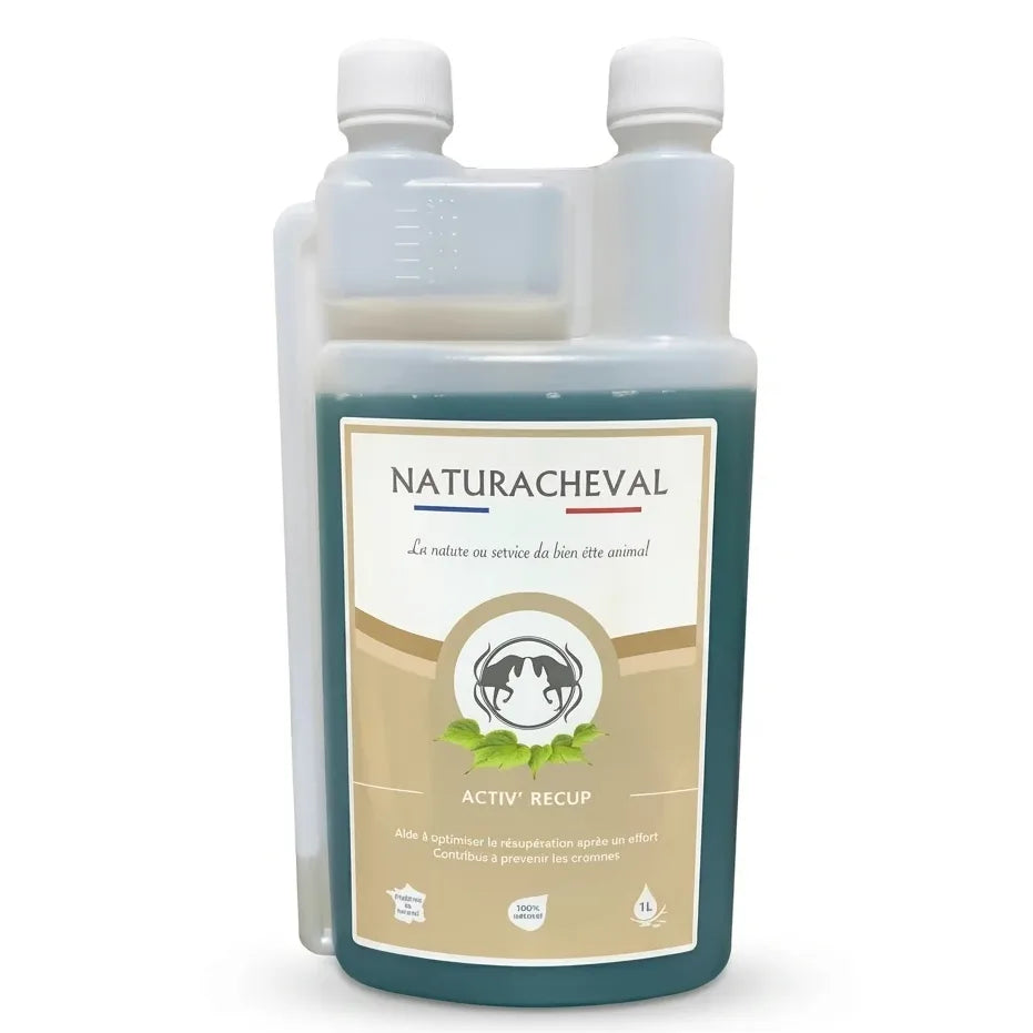 Activ' Recup Cheval Naturacheval 1L flacon supplément équin avec pompes blanches