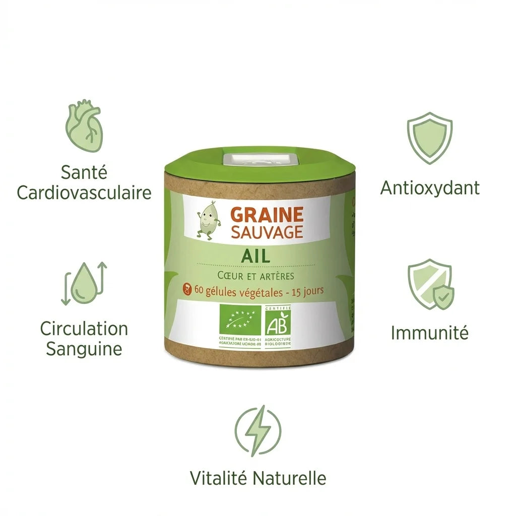Ail Bio 60 gélules Graine Sauvage pour santé cardiovasculaire et circulation sanguine