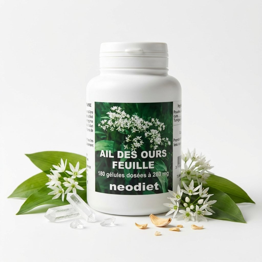Neodiet Ail des Ours 280 mg flacon 180 gélules avec feuilles d'ail sauvage frais