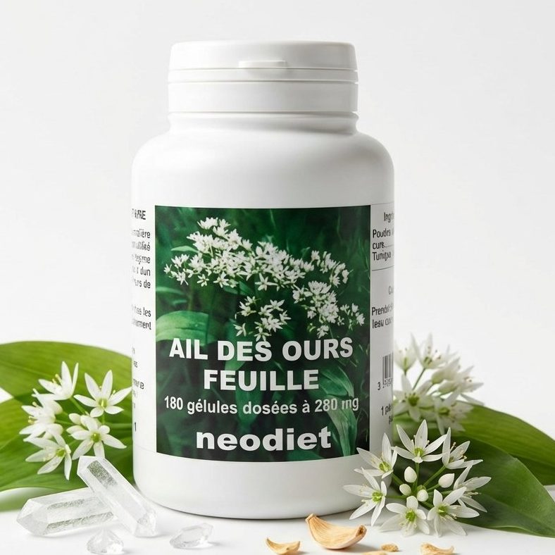Neodiet Ail des Ours 280 mg flacon 180 gélules avec feuilles d'ail sauvage frais
