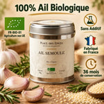 Ail semoule bio 50g Place des épices avec gousses d'ail frais et certifications agriculture biologique