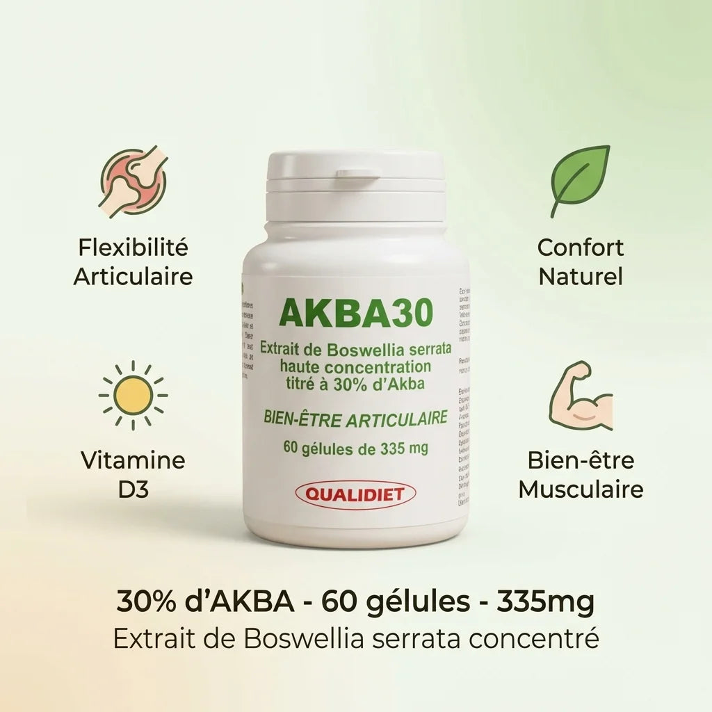 Akba 30 Boswellia serrata 335mg - Supplément articulaire Qualidiet 60 gélules avec bénéfices santé
