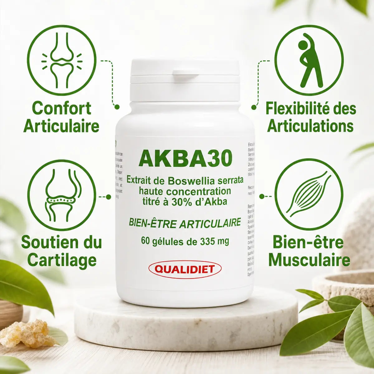 Akba 30 Boswellia serrata 335mg - Gélules confort articulaire et flexibilité Qualidiet