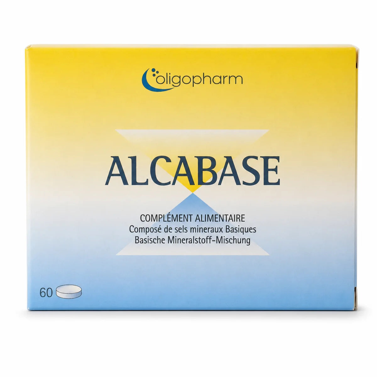 Alcabase 60 comprimés Dr Theiss équilibre acido-basique packaging jaune bleu fond blanc