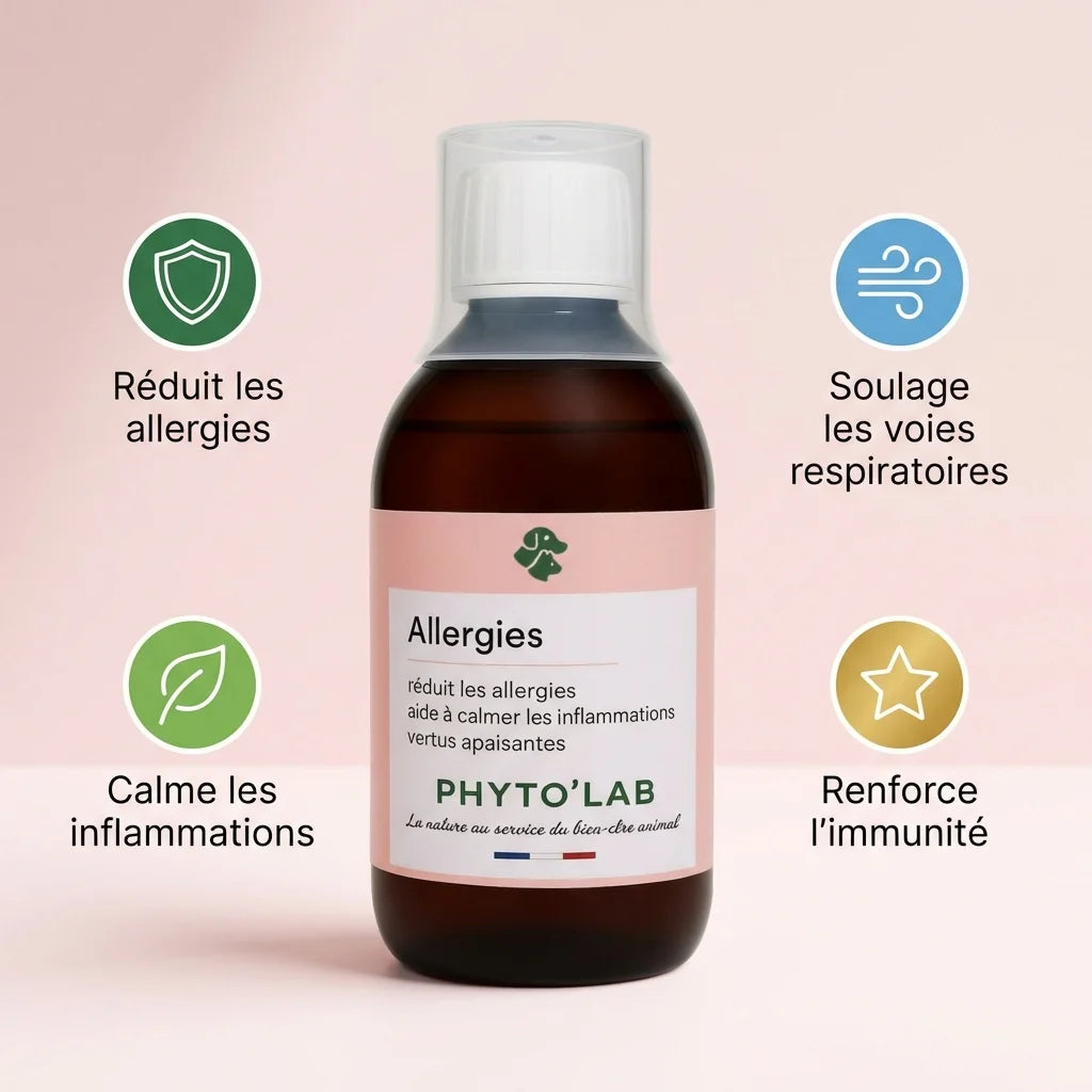 Phyto'Lab Allergies 200ml pour chien chat avec bénéfices : réduit allergies, calme inflammations, soulage respiratoires