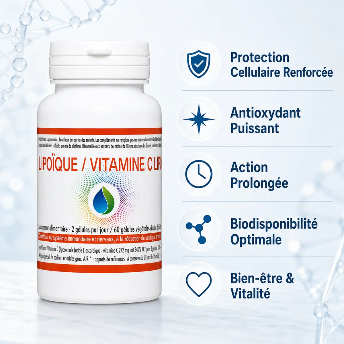 Alpha R Lipoïque Vitamine C Liposomale 60 gélules Jade Recherche avec infographie avantages antioxydant