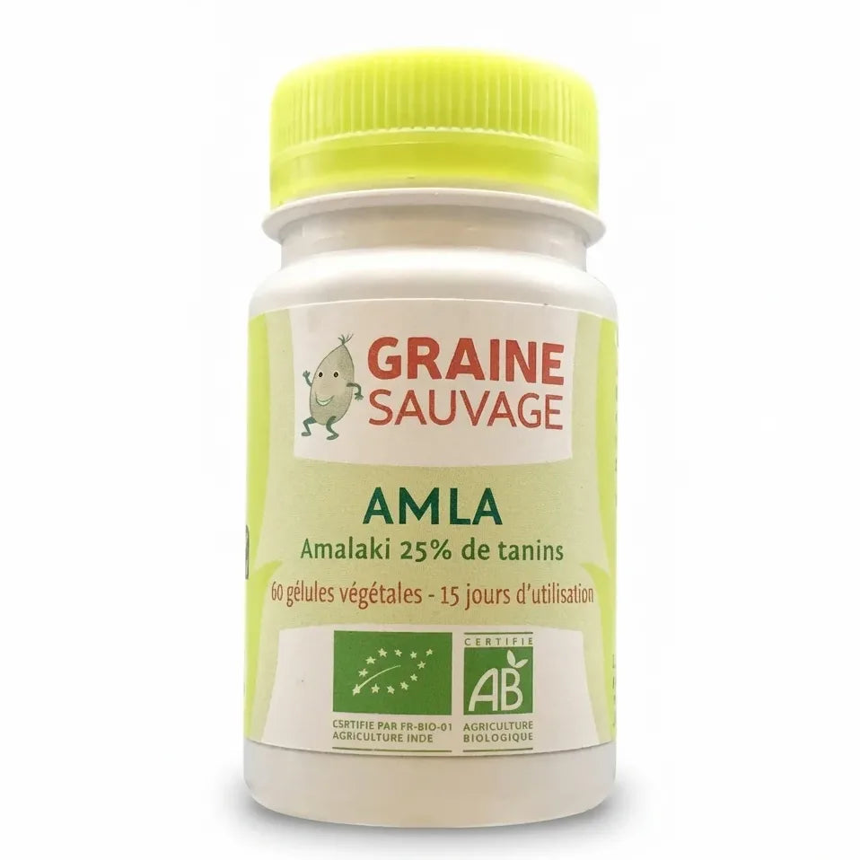 Graine Sauvage Amla Bio 60 gélules amalaki 25% tanins flacon blanc certification bio
