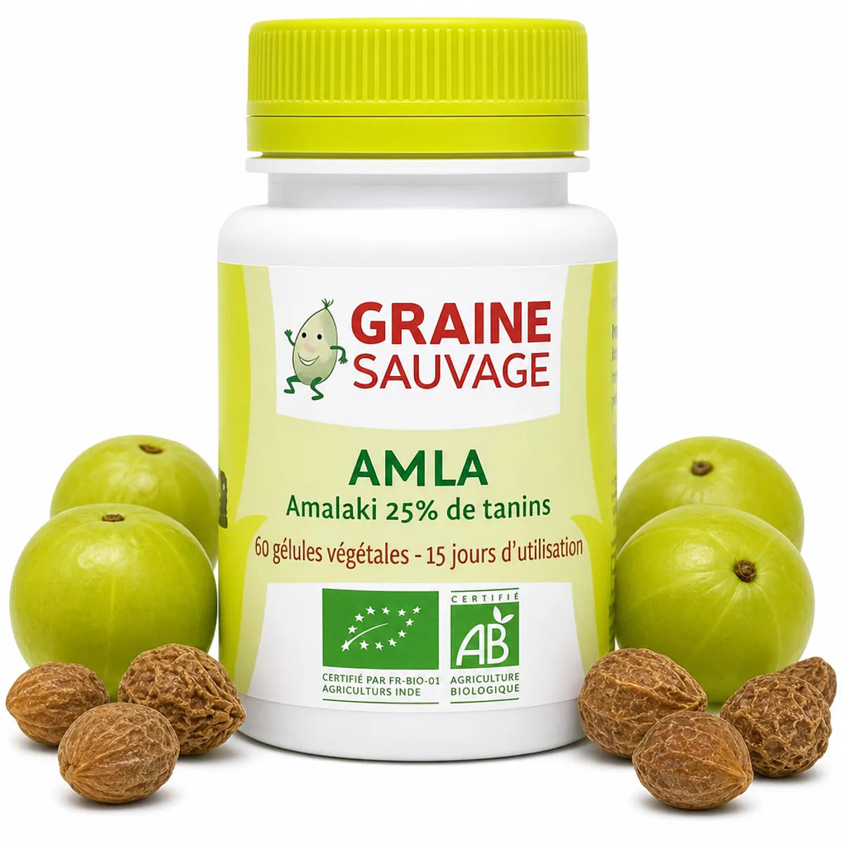 Amla Bio Graine Sauvage 60 gélules amalaki 25% tanins avec fruits frais