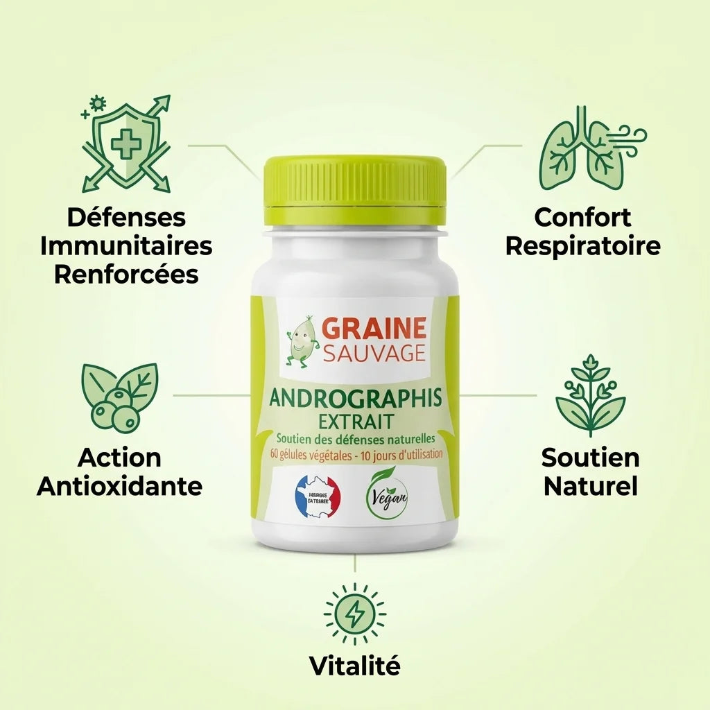 Andrographis extrait 60 gélules Graine Sauvage avec bénéfices immunitaires et respiratoires