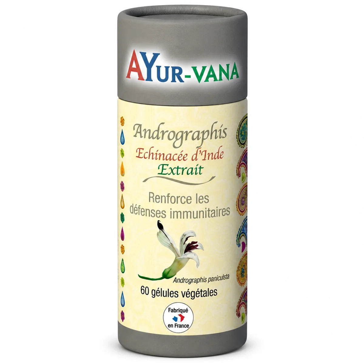 Flacon Andrographis Ayur-Vana 60 gélules végétales pour renforcer les défenses immunitaires