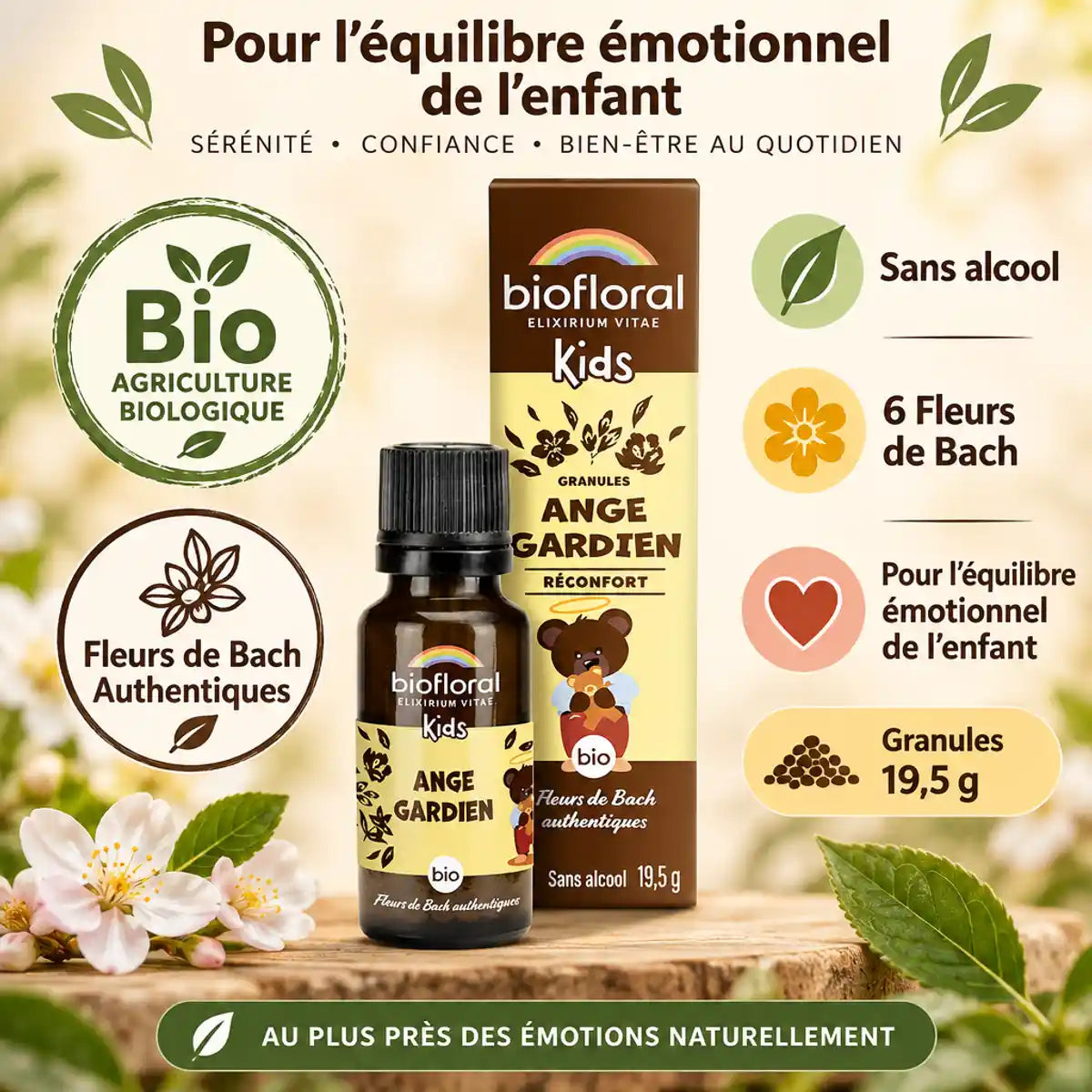 Ange gardien Biofloral granules enfants 19,5g fleurs de Bach sans alcool