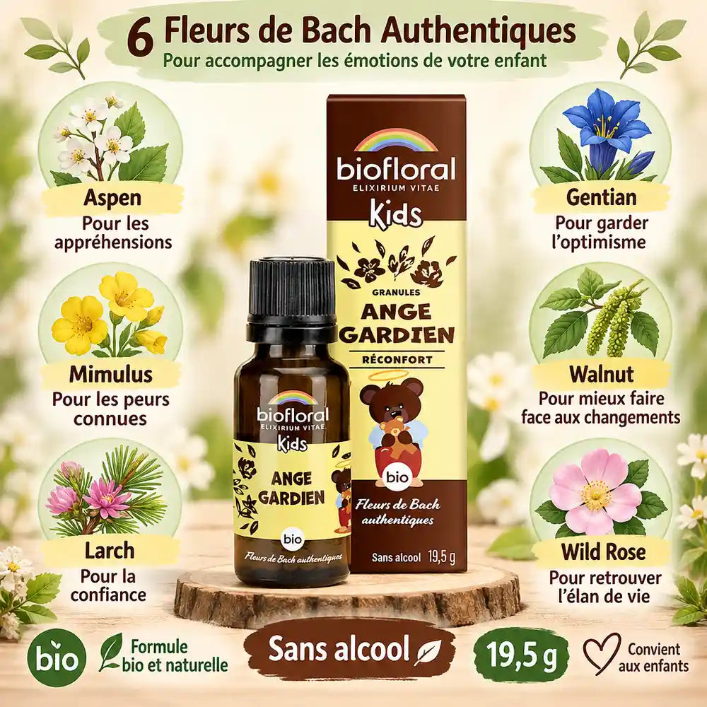 Ange gardien Biofloral granules enfants 19,5g avec 6 fleurs de Bach sans alcool