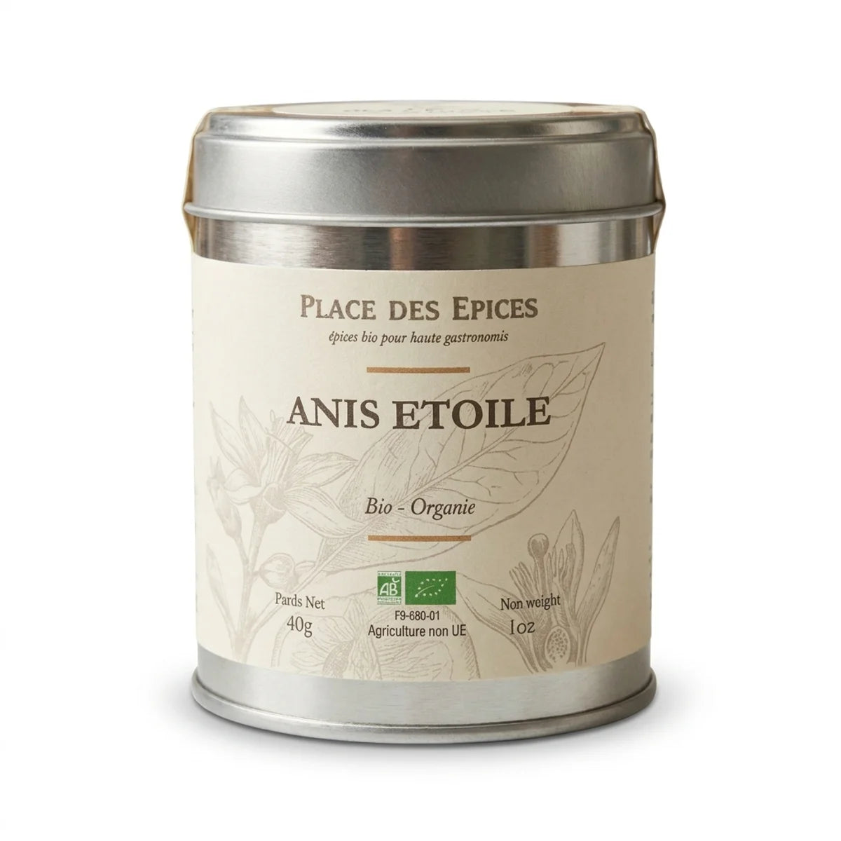 Boîte métal Anis étoilé Bio 40g Place des épices avec label certification biologique