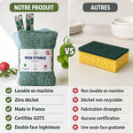 Éponges lavables écologiques Anotherway : comparaison produit vs alternatives jetables, certifiées GOTS