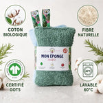 Éponges lavables écologiques Anotherway lot de 2 avec coton bio certifié GOTS