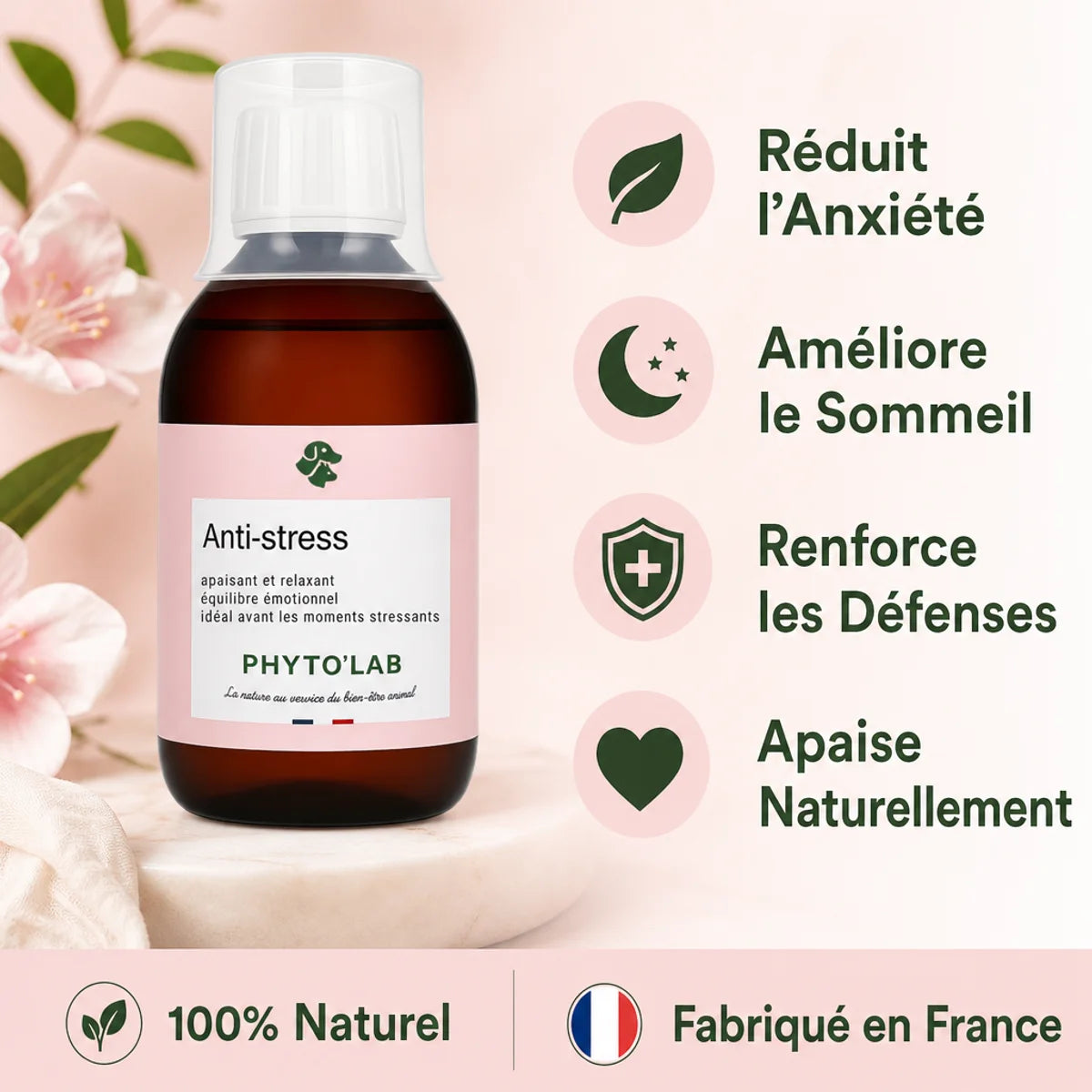 Phyto'Lab Anti-Stress 250ml - Flacon apaisante naturelle avec bénéfices sommeil et anxiété