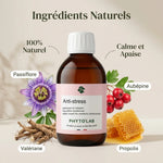 Flacon Anti-Stress Phyto'Lab 250ml avec ingrédients naturels Passiflore, Valériane, Aubépine et Propolis