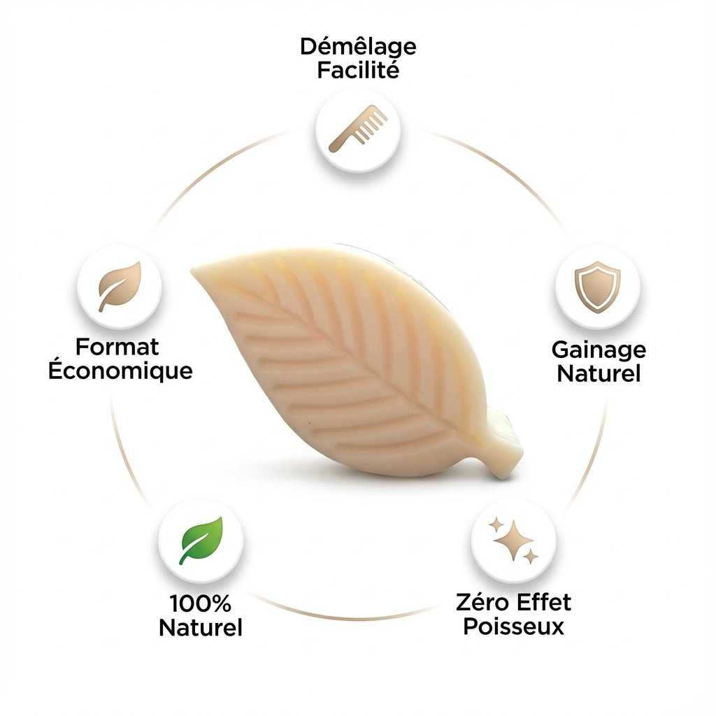 Après shampoing solide Antheya 65g avec bénéfices : démêlage, gainage naturel et format économique