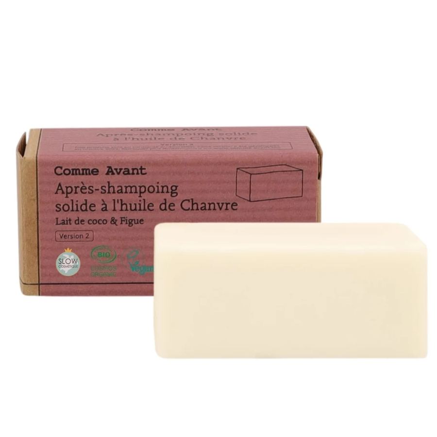 Un Après Shampoing Solide à l'huile de Chanvre - Lait de Coco & Figue - de 45 Grammes de Comme avant