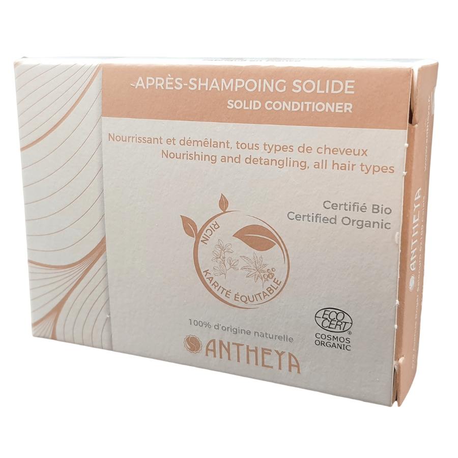 Emballage carton du Après shampoing solide Antheya