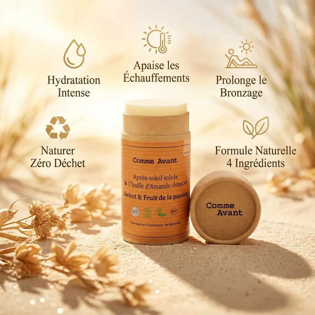 Après-soleil Comme Avant abricot passion 70g avec bénéfices hydratation et formule naturelle