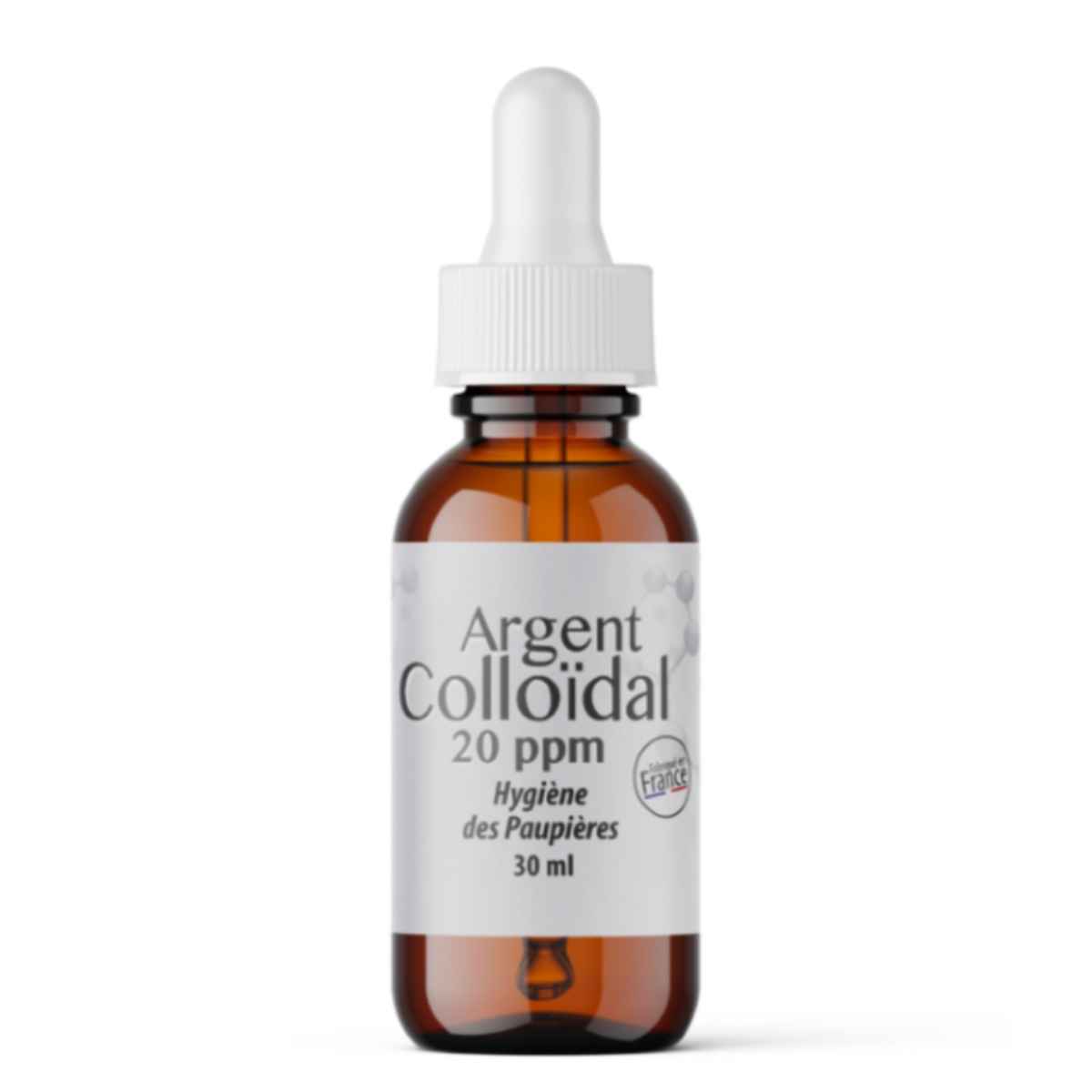 Un flacon d'argent colloïdal pour l'lhygiène des paupières de la marque Dr Theiss