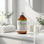 Argent Colloïdal bio Dr Theiss 20ppm flacon 500ml sur vanité wellness avec accessoires spa