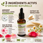 Argent colloïdal Dr Theiss 30ml bio certifié avec ingrédients naturels et rose de Damas
