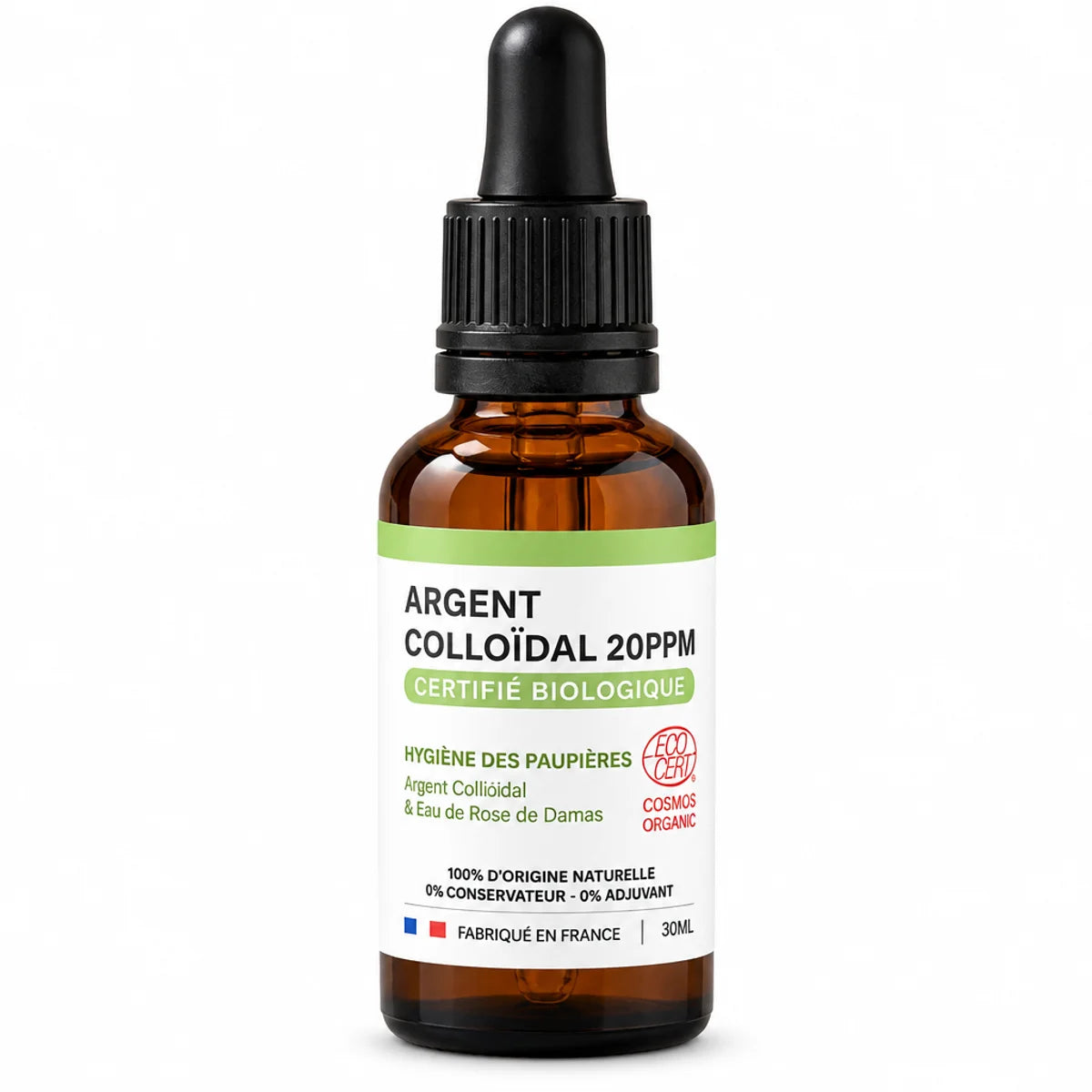 Argent colloïdal bio Dr Theiss 30ml - flacon compte-gouttes pour hygiène paupière certifié