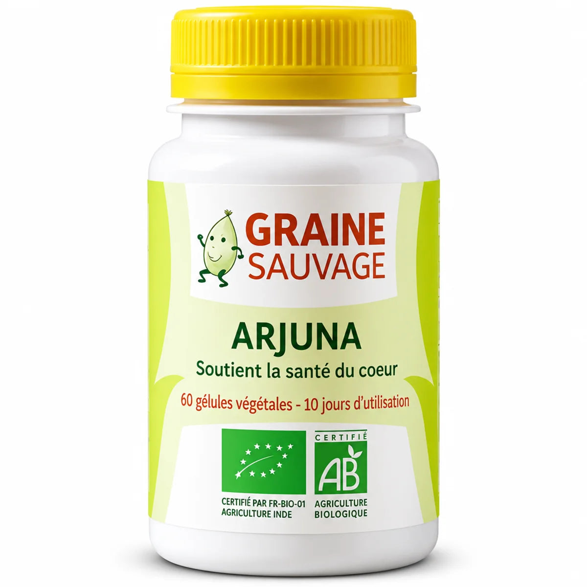 Arjuna bio 60 gélules Graine Sauvage complément alimentaire naturel certifié en flacon blanc