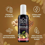 Aromaspray Bois de Hô & Gingembre 100ml avec bénéfices énergie et vitalité