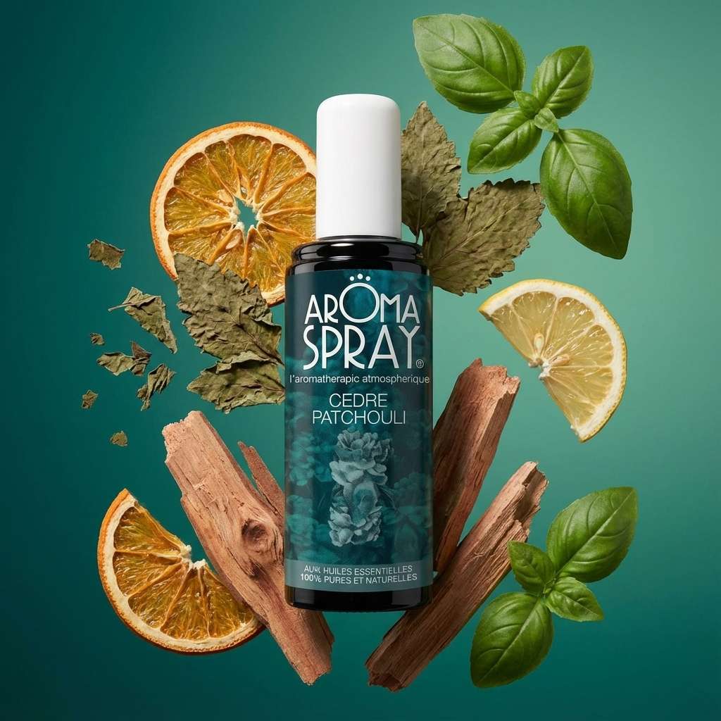 Aromaspray Cèdre Patchouli 100 ml avec ingrédients naturels et huiles essentielles