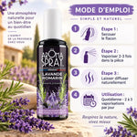 Aromaspray Lavande Romarin 100ml avec mode d'emploi infographique étapes utilisation quotidienne