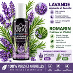 Aromaspray Lavande Romarin 100ml avec huiles essentielles pures, ingrédients botaniques et bénéfices relaxants