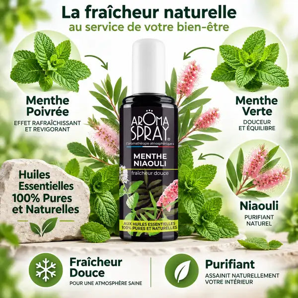 Aromaspray Menthe Niaouli 100ml avec ingrédients naturels purs et fraîcheur douce