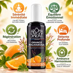 Aromaspray Orange Palmarosa 100ml avec bénéfices relaxants et régénérants affichés