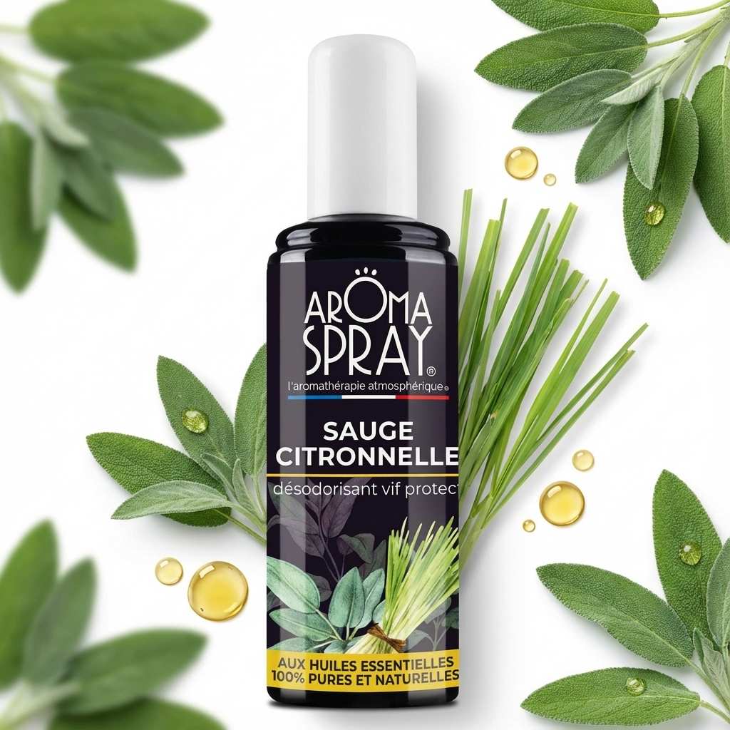 Aromaspray Sauge Citronnelle 100 ml Vif'Protect désodorisant avec feuilles fraîches